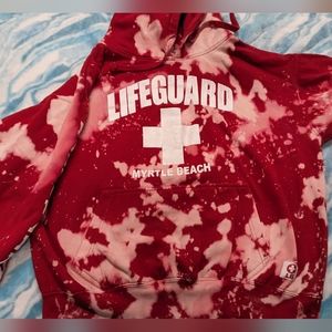 hand acid washed life guard hoodie size lrg